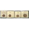 Image 1 : 1876H 1¢ AU50, 1927 VF20, 1929 MS60 & 1943 MS63RD.  Lot of 4 ICCS graded coins, 3 of which are clean
