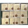 Image 1 : 1939, 1950, 1952, 1953 NSF, 1953 NSF Hanging 3 & 1955 1¢ ICCS MS65RD.  Lot of 12 coins, two of each 