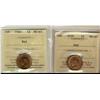 Image 1 : 1939  & 1940 1¢ ICCS MS65RD.  Lot of 2 coins.