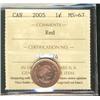 Image 1 : 2005 1¢ ICCS MS67.