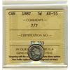 Image 1 : 1887 5¢ 7/7 ICCS AU55.  Nice lustrous issue.