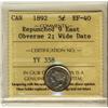 Image 1 : 1892 5¢ Obv 2 Wide Date Repunched 9 East  ICCS EF40.