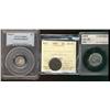 1935 5¢ ACG AU58, 1864 N.S. ½¢ ICCS AU50, 1941c 5¢ PCGS MS64.  Lot of 3 coins.  ACG holder is cracke