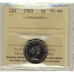 1962 5¢ ICCS PL66.  Only 1 listed in POP report.