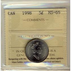 1998 5¢ ICCS MS66.  Only 1 listed in POP report.