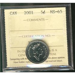 2001 5¢ ICCS MS65.