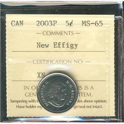 2003P 5¢ New effigy ICCS MS65.