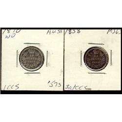 1858 & 1870 Wd 0 10¢ VF to EF.  Lot of 2 Victorian issues.