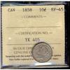 Image 1 : 1858 10¢ ICCS EF45.  Light lustre.