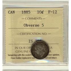 1885 Obv 5 10¢ ICCS F12.