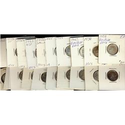 1938-1965 10¢.  Lot of 27 pcs ranging from VF to Gem BU and PL.  Includes 1938(2), 1943, 1945(2), 19