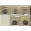 Image 1 : 1938 & 1947 ML EF40, 1947 C7R EF45, 1949 MS60 & 1940 MS60 Scratch.  Lot of 5 ICCS graded coins.