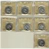 Image 1 : 1942, 1940 & 1949 50¢ AU50 with 1942, 1943 Nr3 MS60 & 1944 Fr4 MS62 and 1949 50¢ EF45.  Lot of 7 ICC