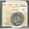 Image 1 : 1950 50¢ Design ICCS MS65.  Just a hint of gold.