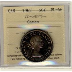 1963 50¢ ICCS PL66 Cameo.  Attractive pink and yellow shades.