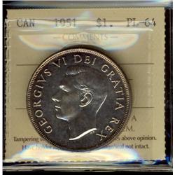 1951 $1 SWL ICCS PL64. Nice example with reflective surfaces. A popular variety.