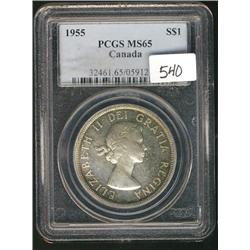 1955 $1 PCGS MS65.  A gem example with green shades.