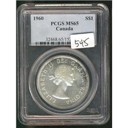1960 $1 PCGS MS65.   Attractive with light Cameo finish.