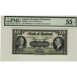 The Bank of Montreal, 1935 $10 #158423, CH-505-60-04, PMG AU55EPQ.