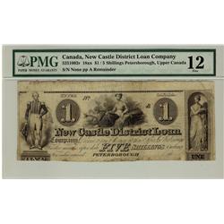 New Castle District Loan Company, 18xx $1 / 5 Shillings, CH-525-10-02r.