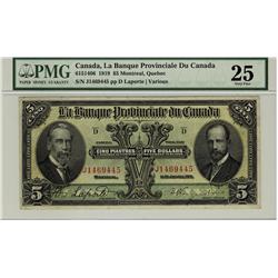 La Banque Provinciale du Canada, 1919 $5 #J1469445, CH-615-14-06, PMG VF25.
