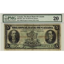 The Royal Bank of Canada, 1913 $5 #1863776, CH-630-12-02, PMG VF20.