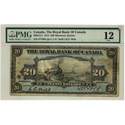 The Royal Bank of Canada, 1913 $20 #377603, CH-630-12-12, PMG F12.