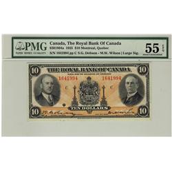 The Royal Bank of Canada, 1935 $10 #1641994, CH-630-18-04a, PMG AU55EPQ.