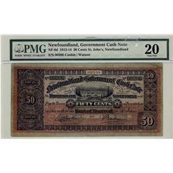 Newfoundland Gov't Cash Note, 1913-1914 50 Cents, NF-8d PMG VF20