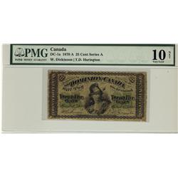 1870 25¢, DC-1a Series A, PMG VG10 Net.  Designated with rust.