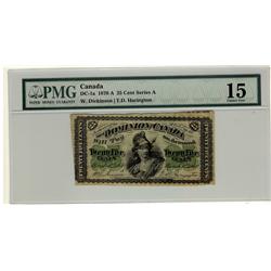 1870 25¢, DC-1a Series A, PMG F15