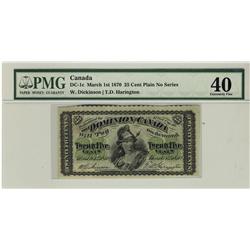 1870 25¢ DC-1c Plain, PMG EF40.