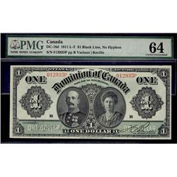 1911 $1 DC-18d #012935P PMG CH UNC64. A lovely and choice example