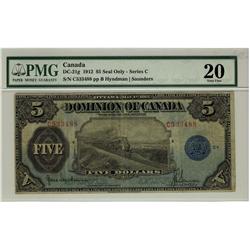 1912 $5 DC-21g #C533488, PMG VF20.