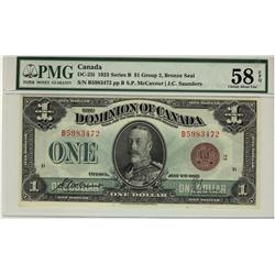 1923 $1 DC-25i #B5983472, PMG CH AU58EPQ.