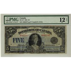 1924 DC-27 #A002247, PMG F12 Net.  An affordable example.Designated with repairs.