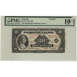 1935 $20 BC-10 #F014504, PMG VG10 Net.  Designated as processed.  Very faint tint of pink left.