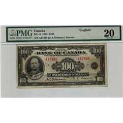 1935 $100 BC-15 #A17408, PMG VF20.