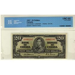 1937 $20 BC-25a #AE0905297, CCCS UN60.