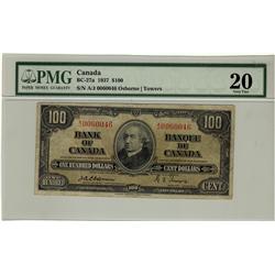 1937 $100 BC-27a #AJ0060046, PMG VF20.