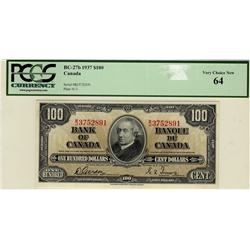 1937 $100 BC-27b #B/J3752891, PCGS UNC64