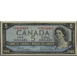 1954 $5 BC-39bA Beattie-Rasminski *N/X0116413 EF+