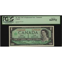1967 $1 BC-45bA #*L/O7031429 PCGS UNC66PPQ