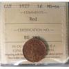 Image 1 : 1927 1¢ ICCS MS64RD.  75% red but bright with lustre.