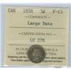 Image 1 : 1858 Large date 5¢ ICCS F15, a nice problem free example.
