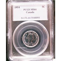 1954 5¢ PCGS MS66.  Superb fields.