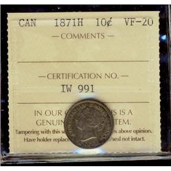 1871H 10¢ ICCS VF20