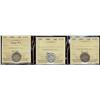 1887, 1888, 1899 Large 9 10¢ all ICCS F15,  Lot of 3 coins,
