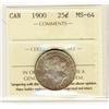 Image 1 : 1900 25¢ ICCS MS64  Nicely toned