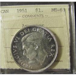 1951 $1 Arnprior ICCS MS63 nicely toned